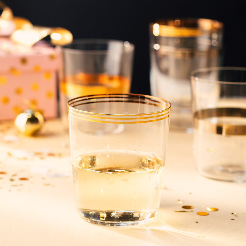 Sklenice Tumbler se třemi pruhy ve zlaté barvě 440 ml sada 6 ks - 21st Century Glas