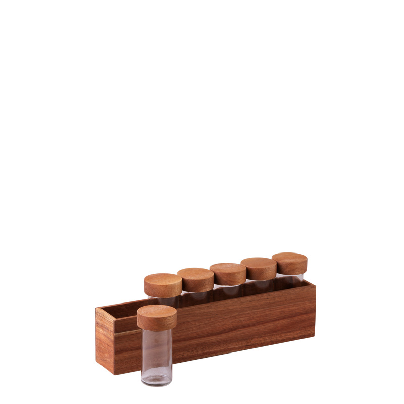 Kořenky ve stojanu set 7ks Agát 32,9 x 6 x 11,6 cm - FLOW Wooden