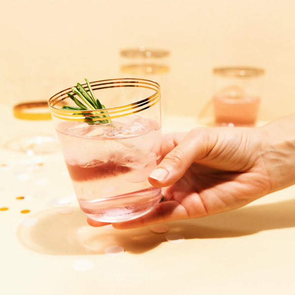 Sklenice Tumbler se třemi pruhy ve zlaté barvě 440 ml sada 6 ks - 21st Century Glas