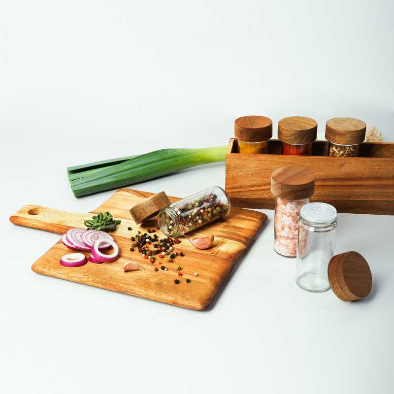 Kořenky ve stojanu set 7ks Agát 32,9 x 6 x 11,6 cm - FLOW Wooden