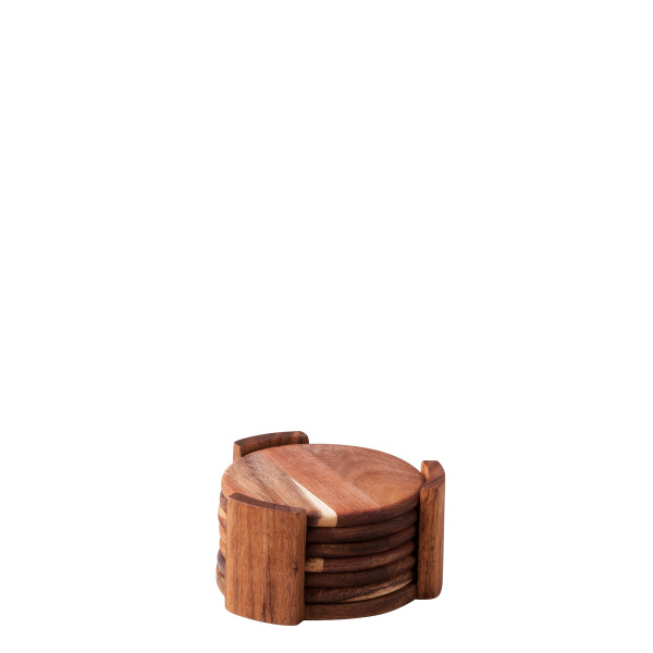 Sada 7 ks podtácků ve stojanu ? 11,8 cm - FLOW Wooden
