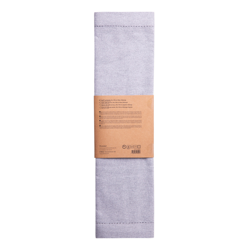 Světle šedý bavlněný běhoun na stůl 50 x 140 cm – Basic Ambiente