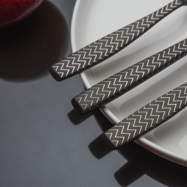 Sada příborů 24 ks – Gaya All Satin černý - Chevron