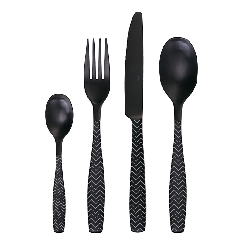 Sada příborů 24 ks – Gaya All Satin černý - Chevron