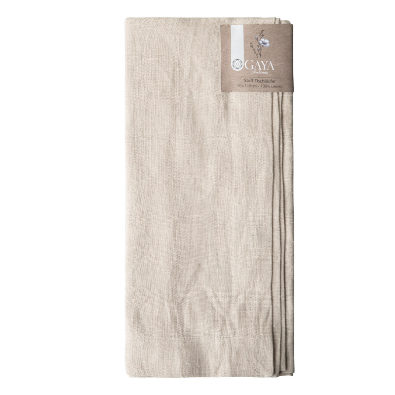 Křídový lněný běhoun na stůl 50 x 140 cm - Gaya Ambiente