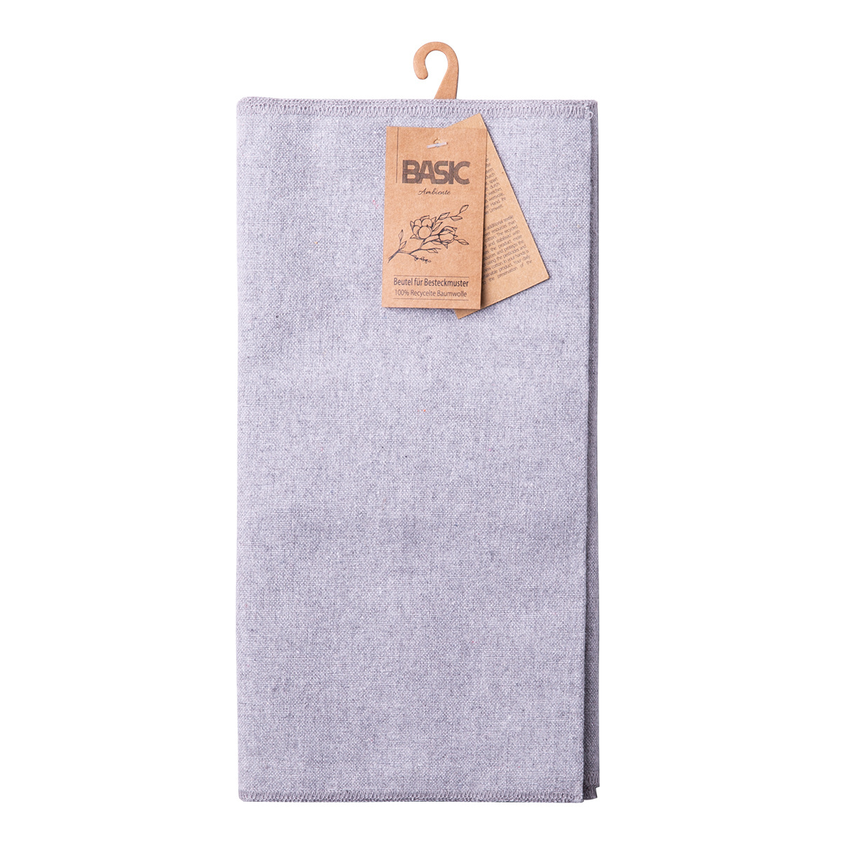 Světle šedý bavlněný pytlík na uskladnění příborů 52 x 26 cm - Basic Ambiente