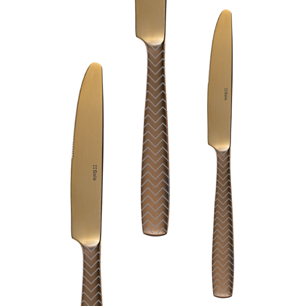 Příborová sada 24 ks - Gaya All Satin zlatý - Chevron