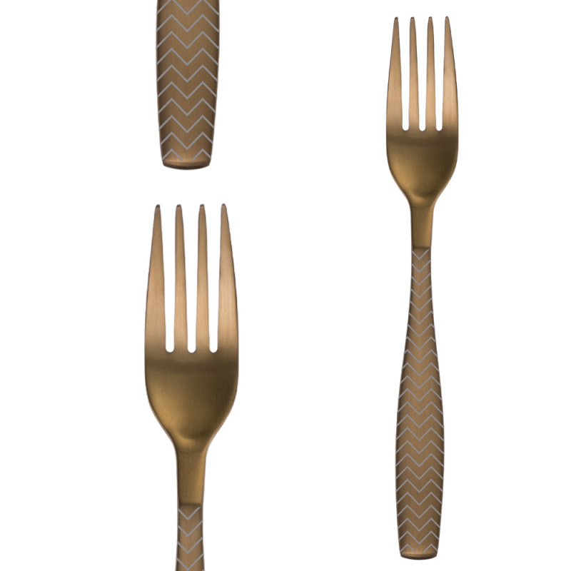 Příborová sada 24 ks - Gaya All Satin zlatý - Chevron