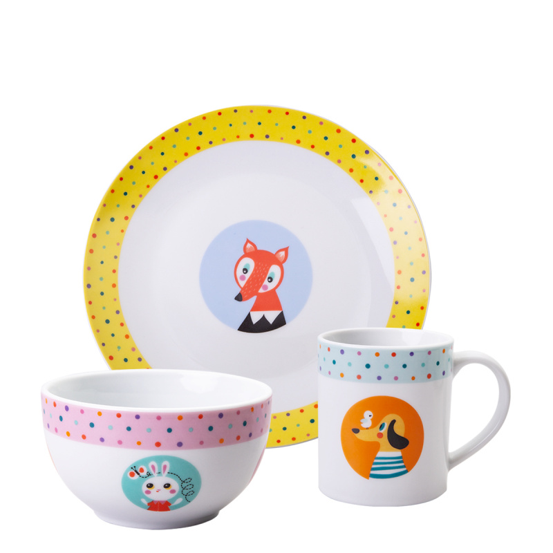 Dětská porcelánová sada 3 ks – KIDS World Animals