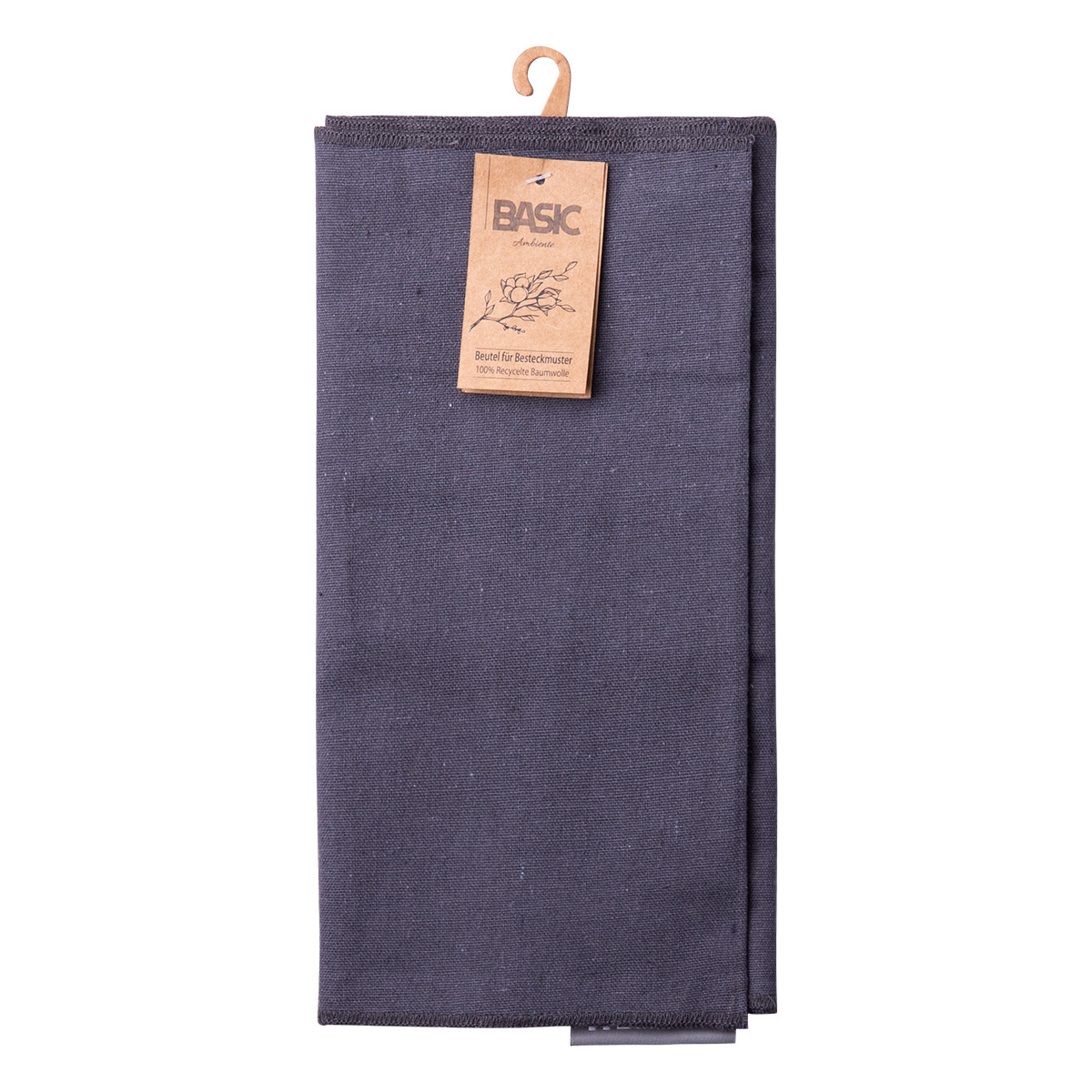 Ocelově šedý bavlněný pytlík na uskladnění příborů 52 x 26 cm - Basic Ambiente