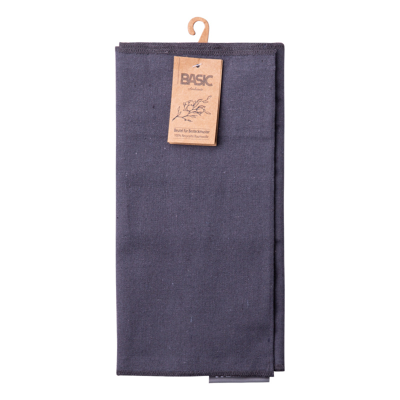 Ocelově šedý bavlněný pytlík na uskladnění příborů 52 x 26 cm - Basic Ambiente