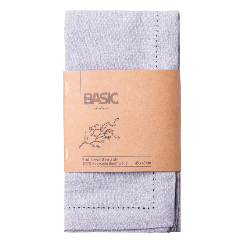 Světle šedé bavlněné ubrousky 45 x 45 cm 2 ks – Basic Ambiente