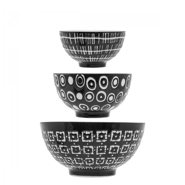 Sada misek na cereálie 3 ks - Basic Dots Black