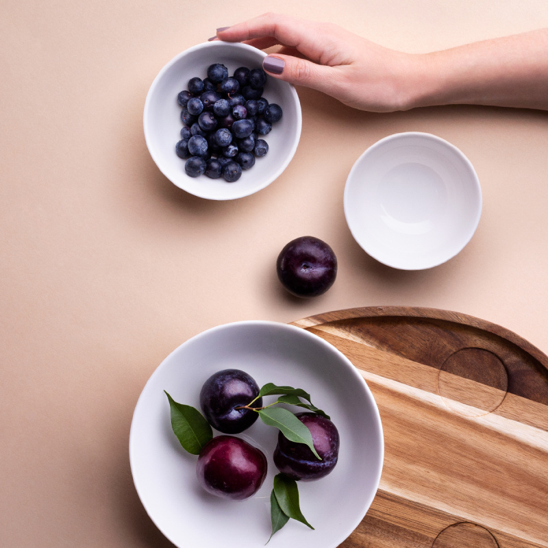 Set Flowl – Misky Gaya Atelier bílé + Podnos Triangle Akát