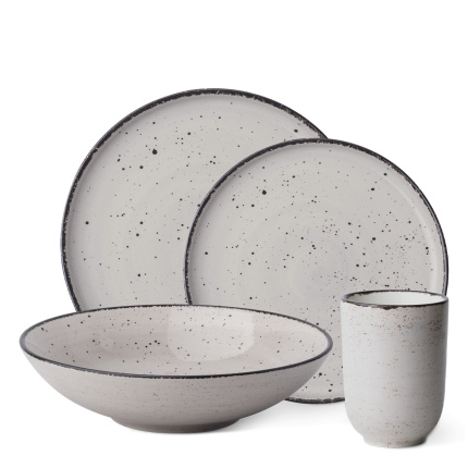 Porcelánová sada 16 ks - Gaya Atelier šedé stříkance