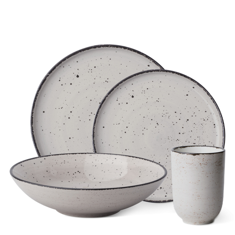 Porcelánová sada 16 ks - Gaya Atelier šedé stříkance