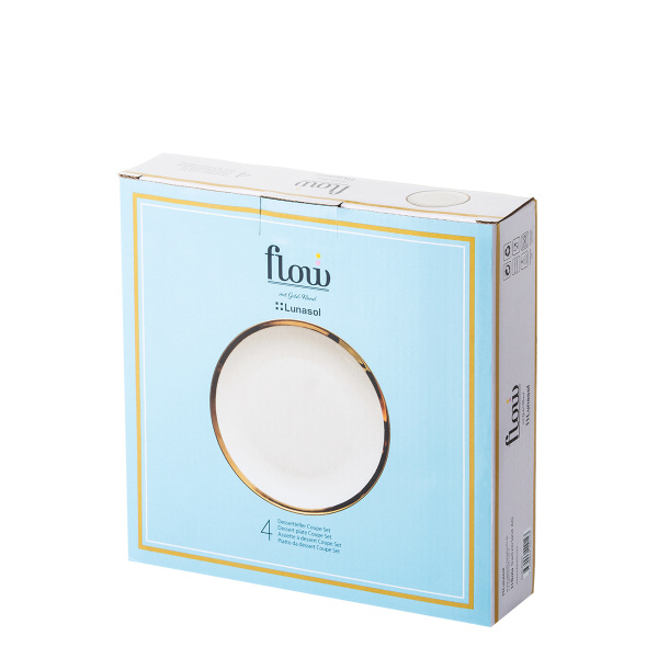 Dezertní talíř se zlatým lemem Coupe 20.5 cm set 4 ks – Flow