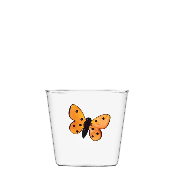 Sklenice s oranžovým motýlem 350 ml