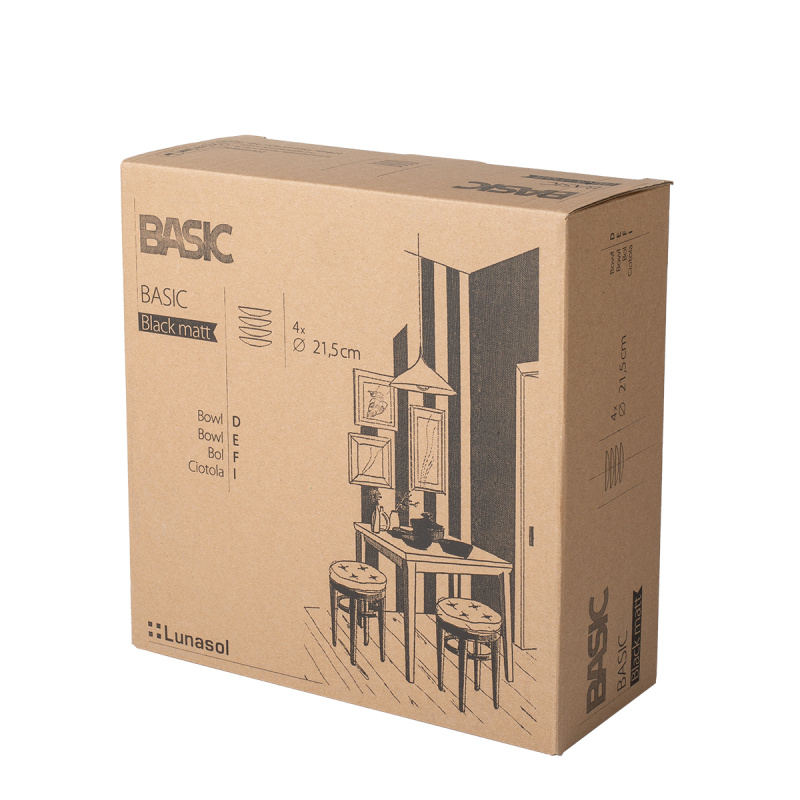 Hluboký talíř 21,5 cm 4 ks - Basic černý matný