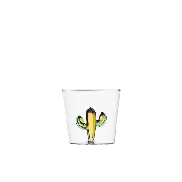 Levně Pohár se zeleno-jantarovým kaktusem 350 ml