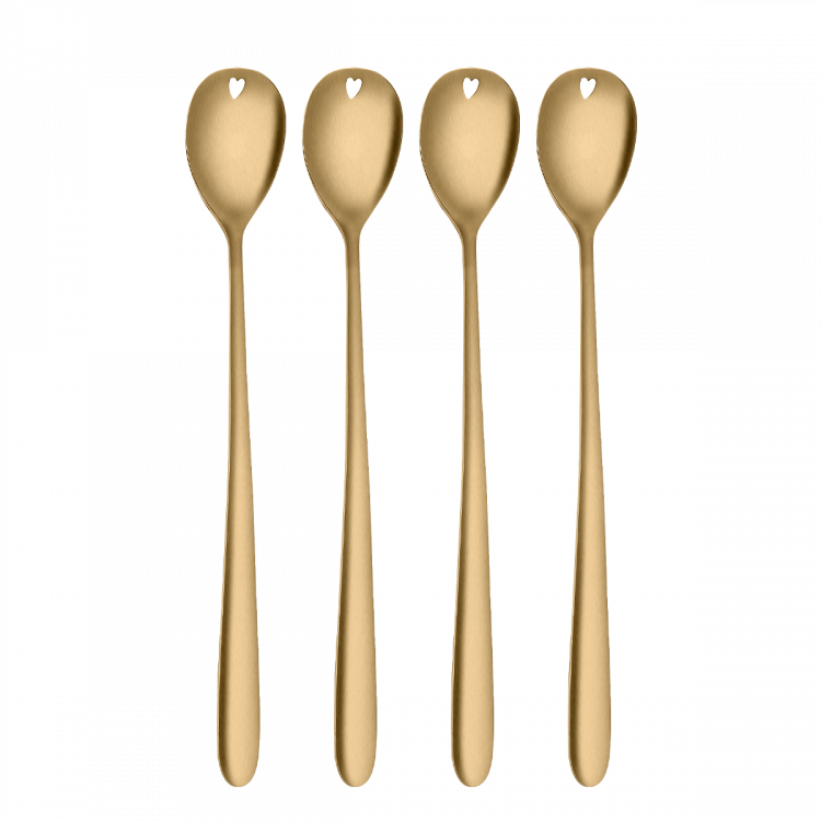 Sola - Latté lžičky se srdíčkem zlaté 4 ks set – Love Cutlery (116626)
