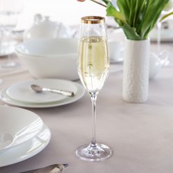 Sklenice na šampaňské s pozlaceným okrajem 210 ml - Premium Glas Crystal