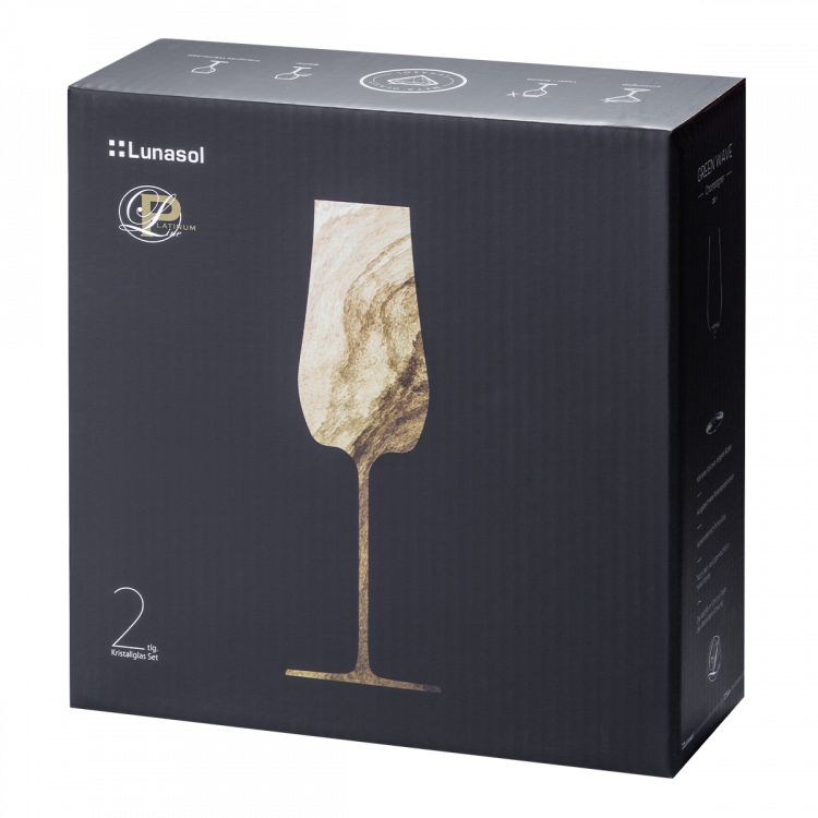 Sklenice na šampanské Sparkle 220 ml set 2 ks – Green Wave Platinum Line
