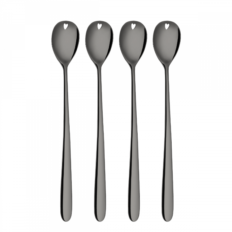 Sola - Latté lžičky se srdíčkem šedé 4 ks set – Love Cutlery (116627)